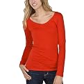 Mossimo Supply Co. Juniors Long Sleeve Value V-Neck Tee - Anthem Red