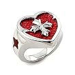Red Stingray Heart And Cross Ring