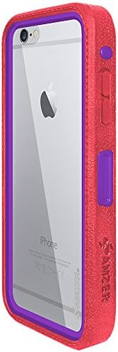 Amzer Crusta Rugged Embedded Tempered Glass Case with Belt Clip Holster for iPhone 6 Plus, iPhone 6s Plus (For Space Grey iPhone 6/6s Plus) - Pale Red on Purple