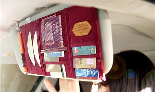 Multi-purpose Auto Car Sun Visor Organizer Pouch Bag Card Storage Holder (Burgundy)