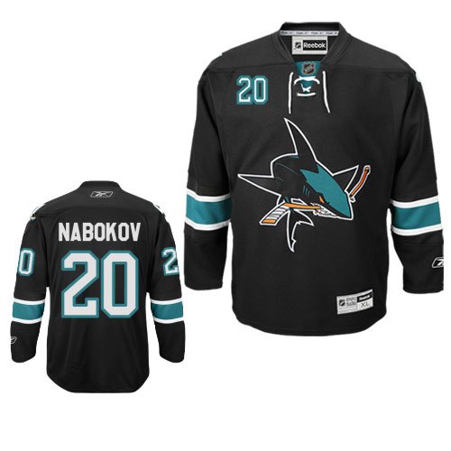 NABOKOV #20 San Jose Sharks RBK Premier Third NHL Hockey Jersey by Reebok (NHLPA Certified Custom Sewn Authentic Twill)