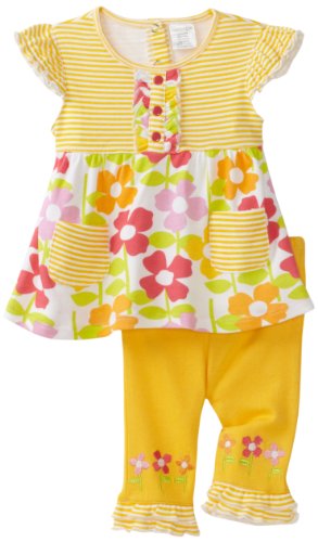 Cutie Pie Baby-girls Newborn 2 Piece Flowers T-Shirt and Capri Set