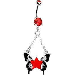 Ruby Red Gem Star Butterfly Bell Ring