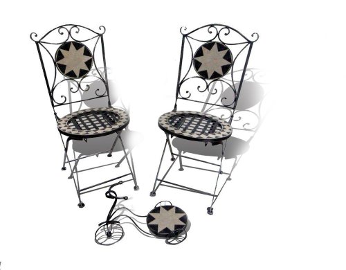 2 MOSIAC BISTRO CHAIRS WITH MATCHING PLANT STAND top Bistro sets 2 MOSIAC BISTRO CHAIRS WITH MATCHING PLANT STAND picture