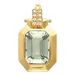 14K Yellow Gold Prasiolite and Diamond Pendant