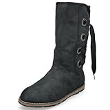 MQ23 Damen flache Winter-Stiefel mit Schnürung am Schaft MQ1305 Black Gr. 37