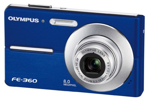 Childrens Toyshop  Electronics : Olympus FE-360 Digital Camera - Blue (8MP, 3x Zoom) 2.5" LCD