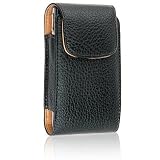 For Samsung Eternity A867, LG XENON, BlackBerry Pearl 8100 8220 Luxurious Premium Genuine Leather Vertical Black Case Pouch Holster