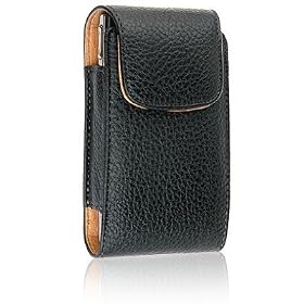 For Samsung Eternity A867, LG XENON, BlackBerry Pearl 8100 8220 Luxurious Premium Genuine Leather Vertical Black Case Pouch Holster