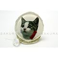 ヘアアクセサリー 赤リボン付き・猫ネコヘアゴム カラーアイボリー