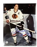 Bobby Hull Autographed Chicago Blackhawks White Jersey Signed Vertical 8x10 Photo (Frozen Pond Auth)