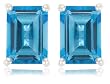 14k White Gold 7x5mm Emerald Cut Coated Blue Topaz Stud Earrings
