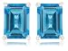 14k White Gold 7x5mm Emerald Cut Coated Blue Topaz Stud Earrings