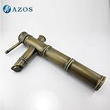 AZOS 洗面器の蛇口 黄銅製 真鍮色 単穴 台付 冷熱混合水栓 MPDKZ156A