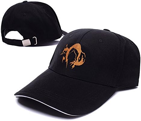 QIANGS Metal Gear Solid Fox Hound Logo Adjustable Baseball Caps Unisex Snapback Embroidery Hats - Black/Orange