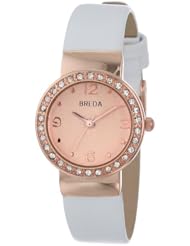 Breda Womens 2368-Rosegold/White Jennifer Rhinestone Mini Bezel Slim Watch