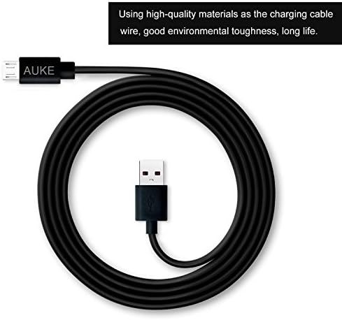 Micro USB Cables, 3 Pack AuKe® Bundle of 3 (6FT) Premium High Speed USB 2.0 A Male to Micro B Sync and Power Charge Cables for Samsung, HTC, Motorola, Sony, Nokia, More Android Phones (Black)