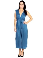 V-neck Empire   Waistline Ankle Length Summer Sleeveless Maxi Dress 