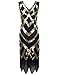 PrettyGuide Women's 1920's Vintage Beads Sequin Crisscross Fringe Hem Flapper Dress L Gold