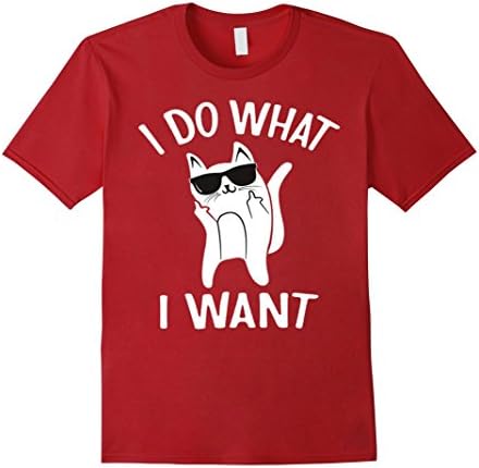 Men's I Do What I Want Cat Flip Off Tshirt Middle Finger Shirt Large Cranberry
