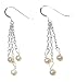 Sterling Silver Three Strand Dangle Earrings With Cultured Freshwater Pearls