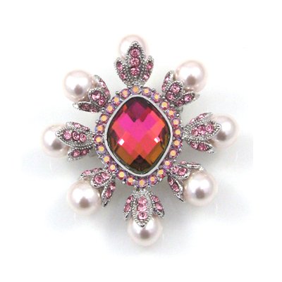 Swarovski Crystal Fuchsia Diamond Pearl Brooch Pendant 