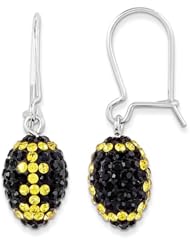 Sterling Silver Swarovski Elements Pittsburgh Spirit Football Earrings