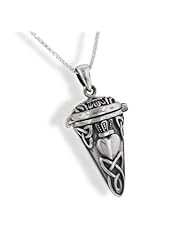 Celtic Knot Claddagh Perfume Vial - Poison Jar - Urn Pendulum Pendant w/ 18" Necklace - Sterling Silver