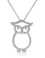 Silver and Diamond Owl Pendant Necklace (1/20 cttw, I-J Color, I3 Clarity), 18"