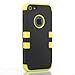 ATC Masione(TM) Hard Impact Resistance Case Rubberized Silicone Hybrid Case Cover with Kickstand For Apple iPhone 5 5G With Screen Protector & Stylus Pen (Black+Yellow)