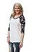 MIXMAX Women Contrast Color Floral Print 3/4 Sleeve Raglan T Shirt Tops
