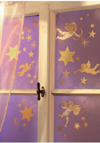 Fensterbilder 50 tlg Weihnachten Sterne in Gold 