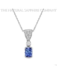 1.00ct. Natural Untreated Blue Sapphire Pendant with 10 pave Diamonds 0.15ct. total.