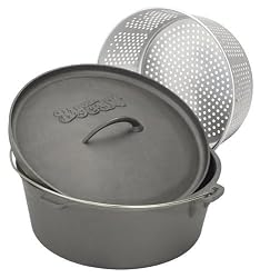 Bayou Classic 7412 12-Quart Cast Iron Dutch Oven with Basket