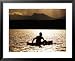 Njemp Fisherman Paddling on Lake at Sunset, Lake Baringo, Kenya Styles Framed Art Pos...