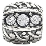 April Birthstone CZ Antique Style STERLING Silver Bead CHARM fits Pandora Chamilia Biagi Bracelet GIFT BOXED