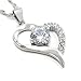 SJS Collection Forever in My Heart Sterling Silver Pendant Necklace w/ 9 AAA Cubic Zirconia Diamonds. 18