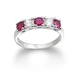 Sterling Silver Created Ruby & Cubic Zirconia Ring by Cheline