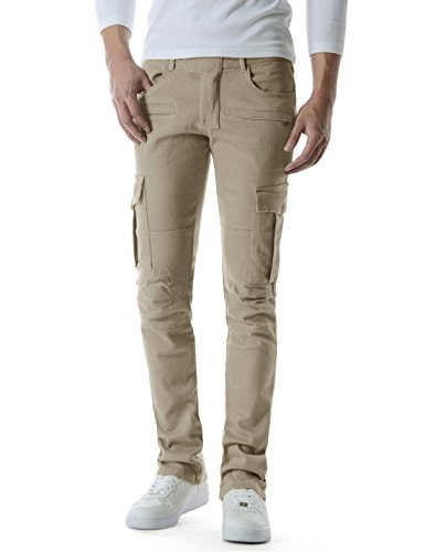 TheLees (TLP11) Mans Comfortable Slim Fit Low Rise Stretchy Cotton Cargo Pants