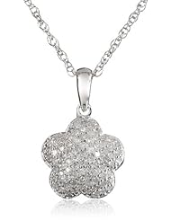 Yellow Gold Plated Sterling Silver Flower Diamond Pendant Necklace (1/4 cttw, I-J Color, I2-I3 Clarity), 18"