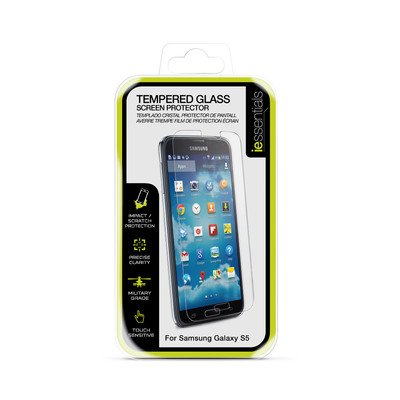 iEssentialsSamsung Galaxy S 5 Tempered Glass Screen Protector - Retail Packaging - Black