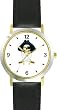 Skull with Eye Patch & Three Corner Hat & Crossed Swords - Pirate Theme - JP - WATCHBUDDY&reg; DELUXE TWO-TONE THEME WATCH - Arabic Numbers - Black Leather Strap-Size-Large ( Men's Size or Jumbo Women's Size )