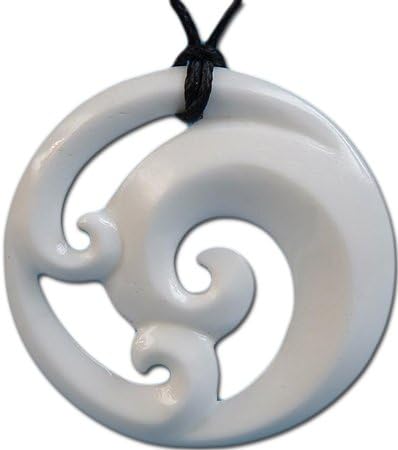 Maori Bone Triple Koru Pendant Necklace