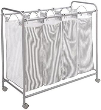 SP Product Rolling Laundry Hamper with 4 Individual Canvas Laundry Bags