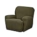 Maytex Reeves Stretch 4 - Piece Recliner Arm Chair Furniture Cover/Slipcover with Side Pocket, Dark Sage Green