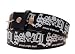 Black with Old English Skull Printed Imitation Leather Belt