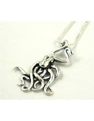 Sterling Silver Octopus Charm with 18" Chain Necklace Pendant 3 D