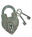 Antique Reproduction Heart Padlock with 2 Skeleton Keys