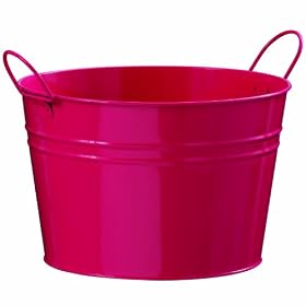 Premier Housewares Round Zinc Bucket with 2 Handles, 35 cm Diameter x 23 cm Height, Pink