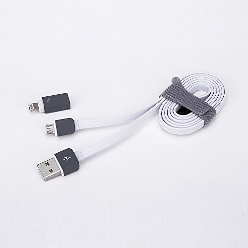 DITA Portable 2 in 1 USB 2.0 Flat Noodle Date Charger Cable with Micro USB, 8-pin iPod / iPhone Connectors For iPhone 5/5S and Samsung Galaxy Note/S3/S4, HTC ONE White X, ONE S Z520E